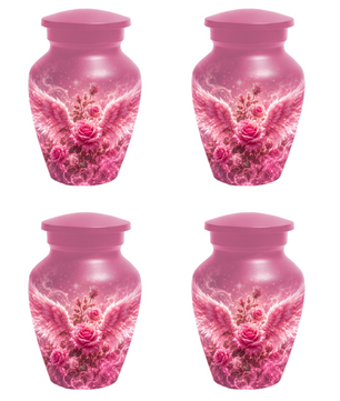 Pink Rose Cremation Urn for Ashes -  Personalized Angel Wings Memorial for Mother