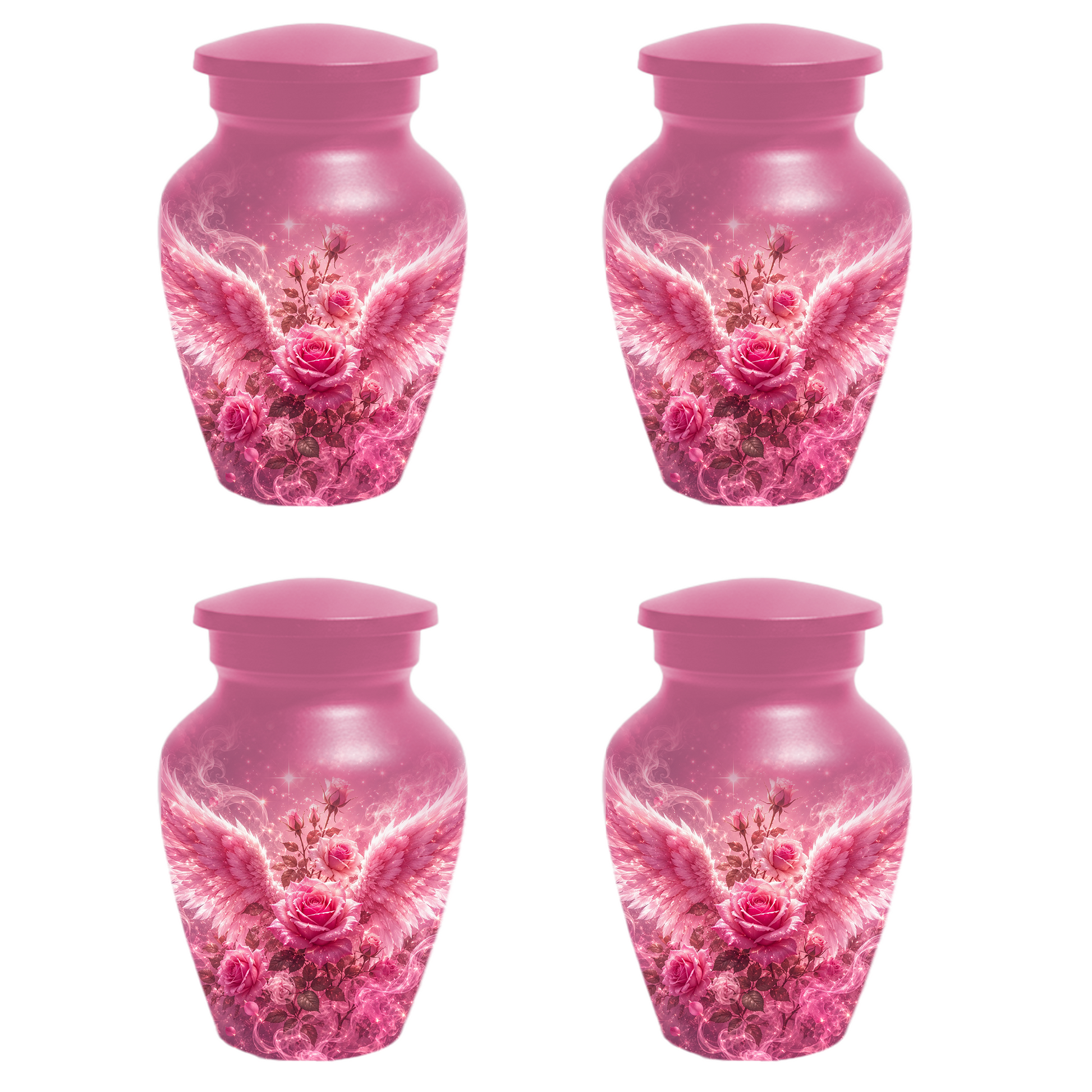 Pink Rose Cremation Urn for Ashes -  Personalized Angel Wings Memorial for Mother