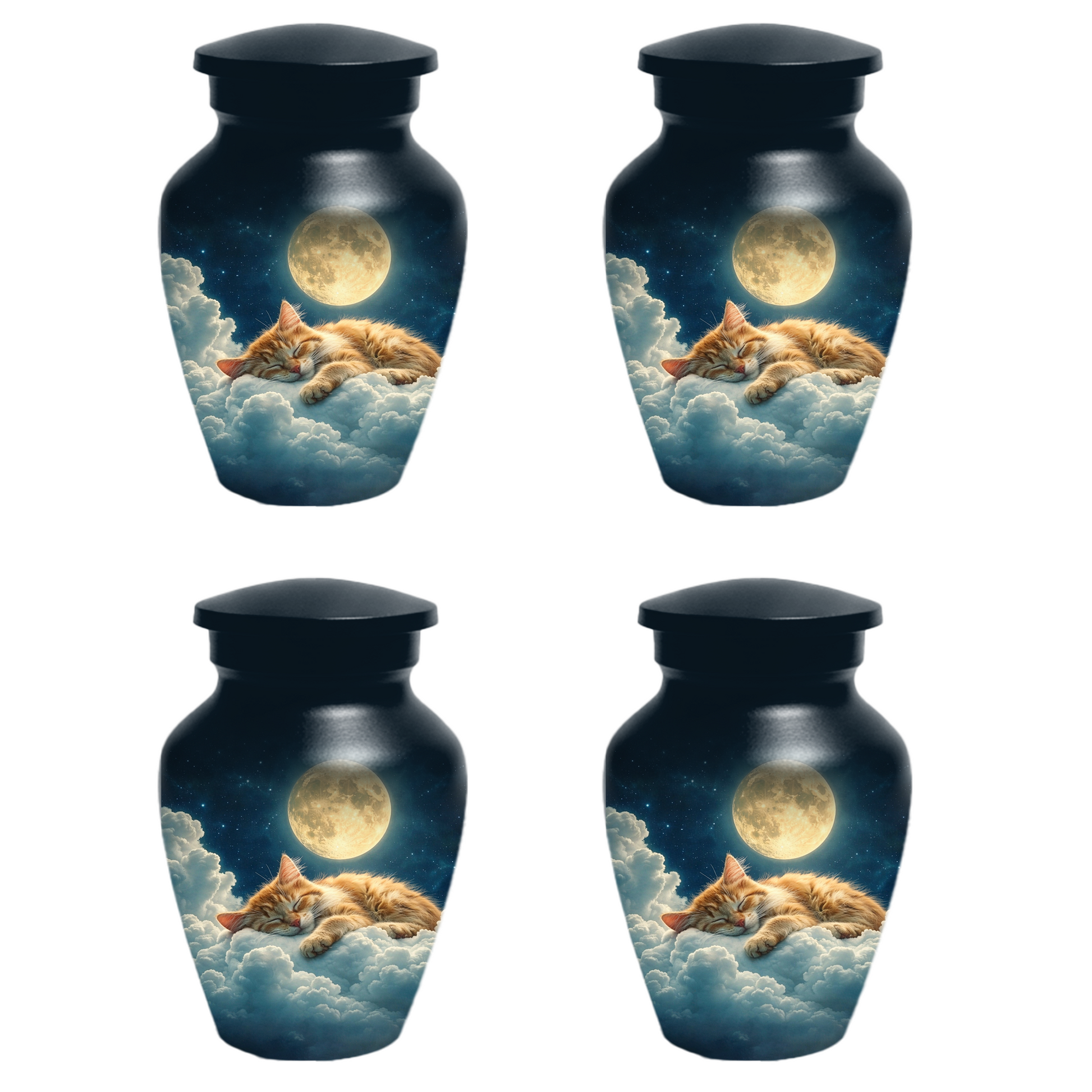 Cat Memorial Urn for Mom | Moon Cat Cremation  Large Urn for Ashes- Funeral Keepsake Urn