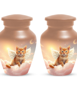Angel Cat Urn for Ashes - Personalized Pet Memorial | Custom Metal Cremation Urn