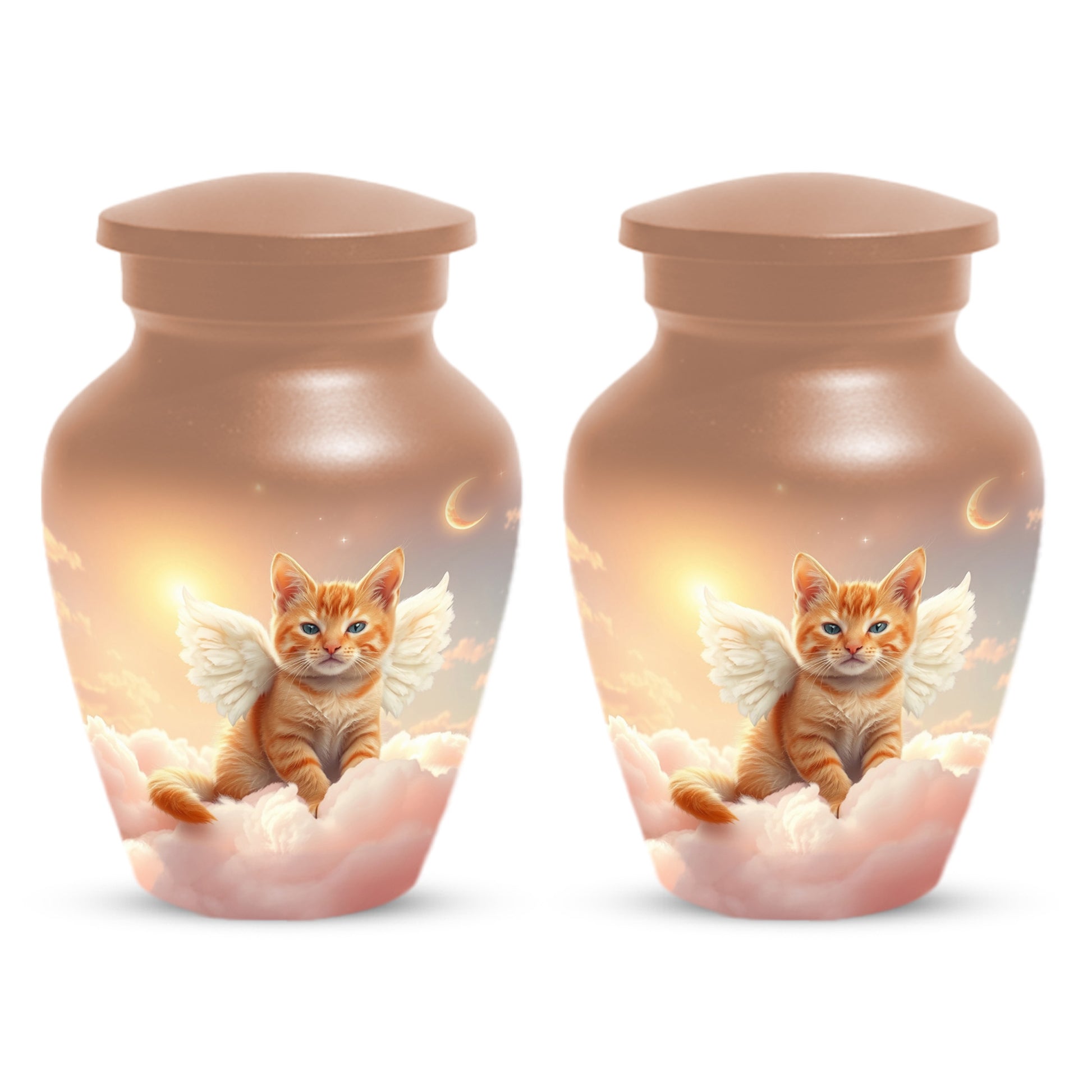 Angel Cat Urn for Ashes - Personalized Pet Memorial | Custom Metal Cremation Urn