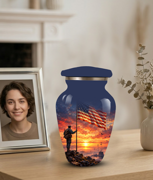 American Flag Cremation Urn for Dad – Patriotic Memorial Urn for Father, Veteran & Adult Male Ashes