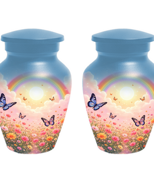 Rainbow Butterfly Urn for Ashes, Custom Memorial Cremation Urn