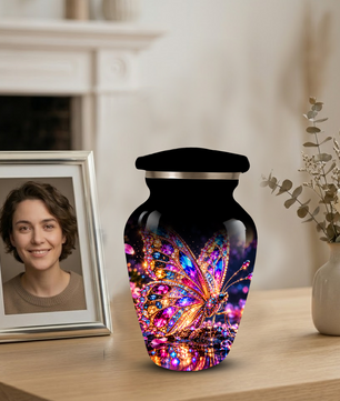 Personalized Adult Cremation Urn for Ashes, Jeweled Butterfly Memorial Urn, Custom Butterfly Urn