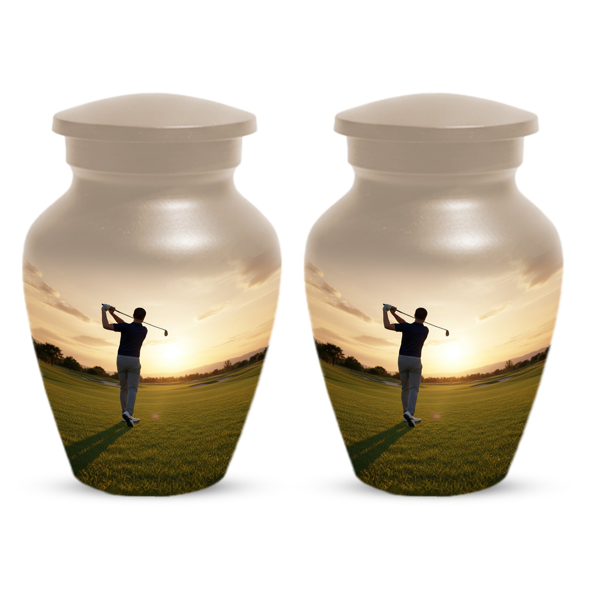 Golf Sunset Adult Urn for Human Ashes | Personalized Golf Cremation Ursn for Men & Dad