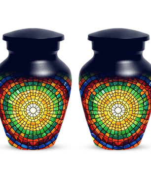 Stained Glass Memorial Urn for Ashes – Custom Rainbow Mosaic Cremation Urn for Mom& Dad - Women & Men,