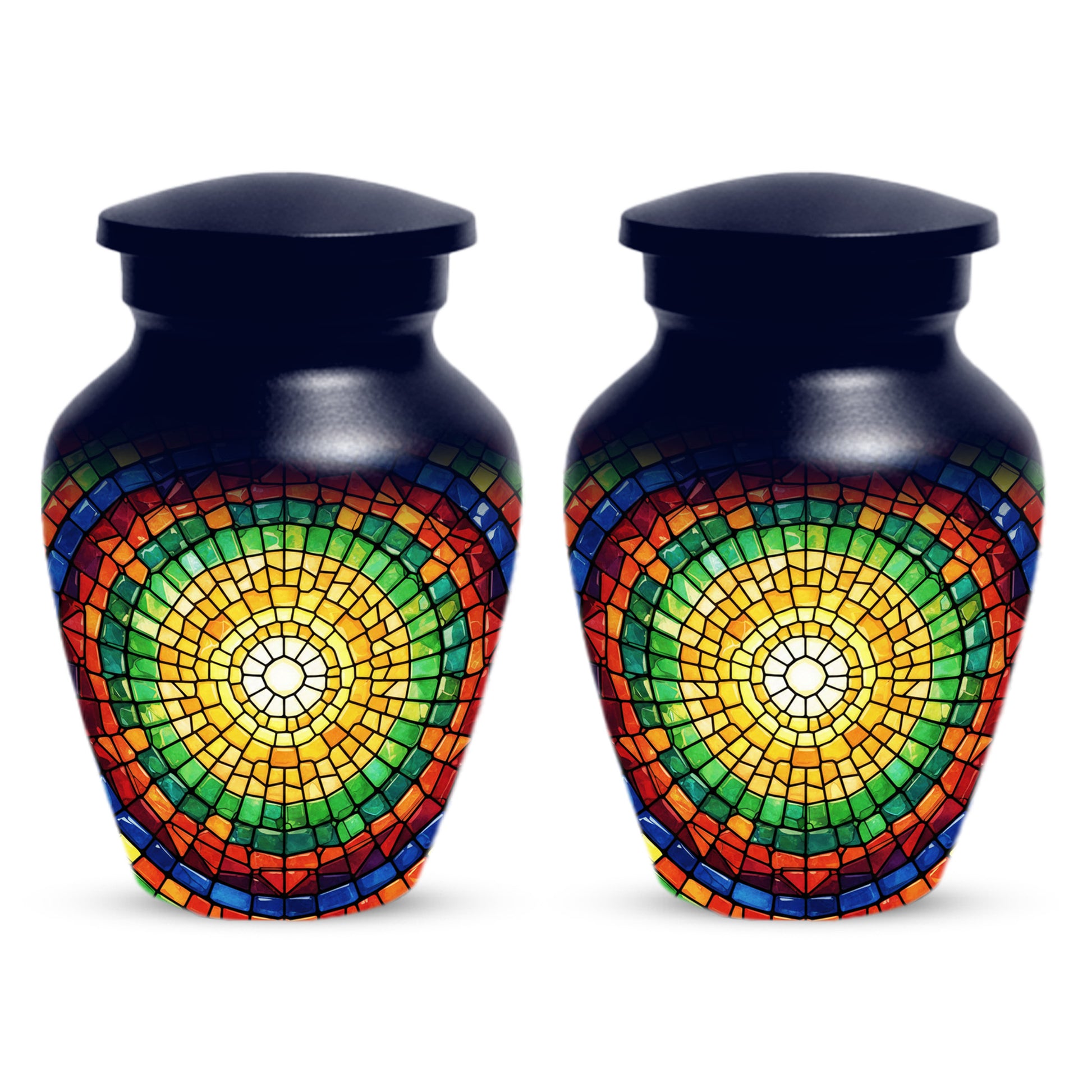 Stained Glass Memorial Urn for Ashes – Custom Rainbow Mosaic Cremation Urn for Mom& Dad - Women & Men,