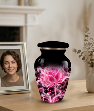 Pink Rose Cremation Urn for Ashes | Personalized Floral Memorial Urn | Handmade Adult Urn for Human Ashes