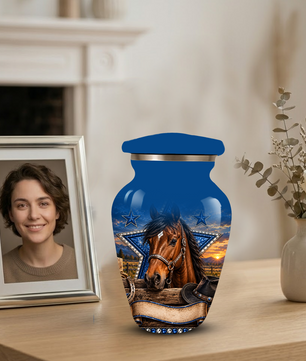 Adult Cremation Urn for Ashes – Western Cowboy Horse Adult Urn, Personalized Adult Memorial Urn