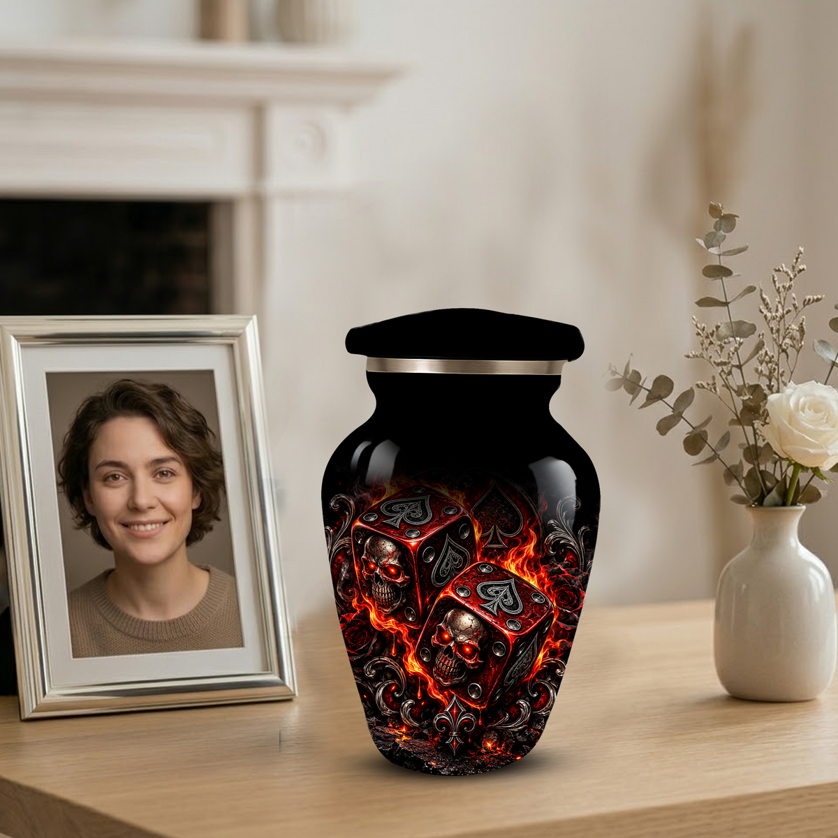 Skull Dice Cremation Urn for Ashes | Personalized Adult Memorial Urn