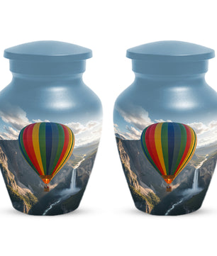 Hot Air Balloon Cremation Urn for Adult Ashes | Scenic Mountain & Waterfall Memorial Adult Urn