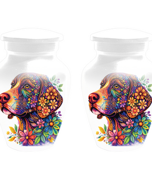 Personalized Dog Cremation Urn for Ashes | Custom Pet Memorial Urn | Colorful Floral Dog Urn |