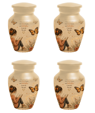 Butterfly Memorial Urn for Mom - Book Lover Memorial Keepsake for Women