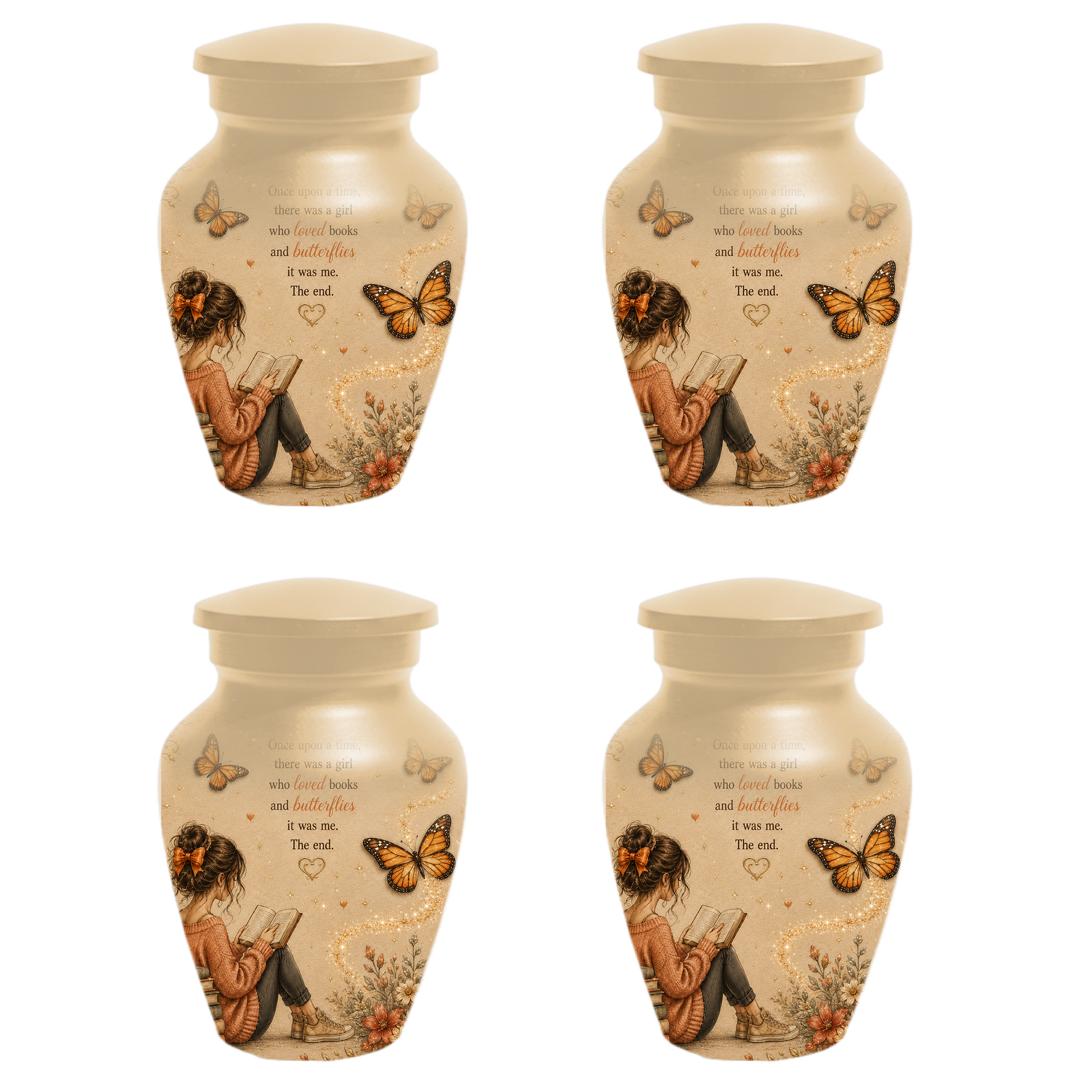 Butterfly Memorial Urn for Mom - Book Lover Memorial Keepsake for Women