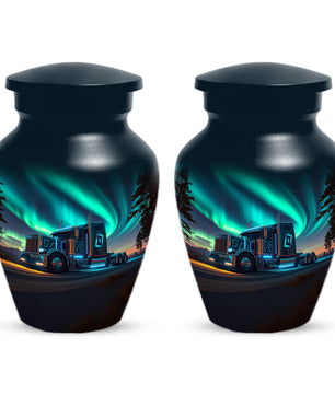 Semi Truck Cremation Urn for Ashes - Personalized Trucker Memorial for Dad | Big Rig Funeral Urns for Adult Male