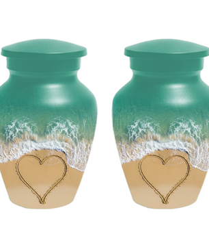 Beach Urn for Ashes, Custom Ocean Cremation Urn, Heart in Sand Memorial Urn