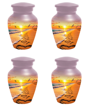 Beach Scene Urn For Ashes - Customizable Ocean Themed Heart Cremation Urns For Adults
