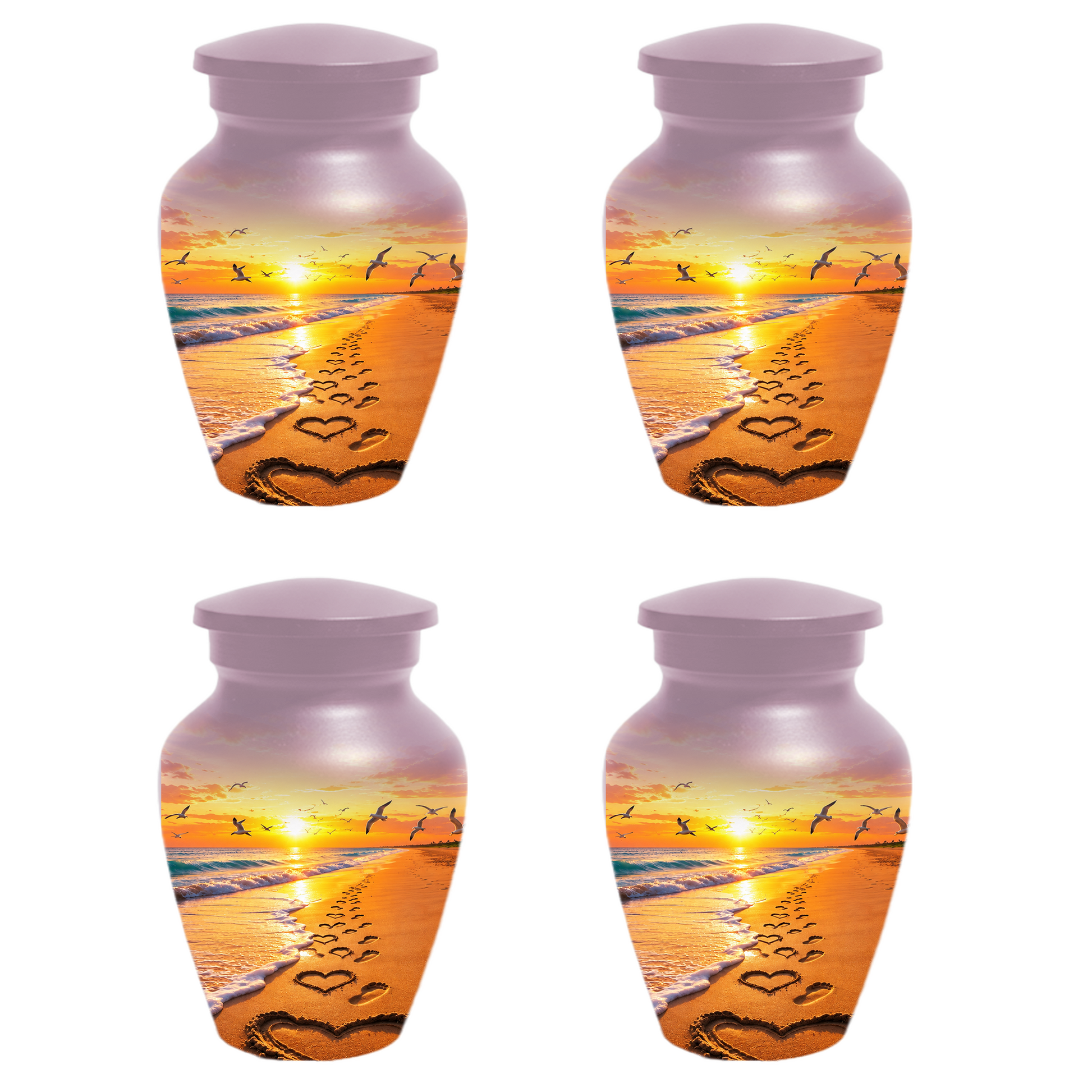 Beach Scene Urn For Ashes - Customizable Ocean Themed Heart Cremation Urns For Adults