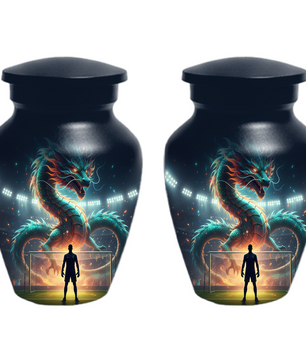 Dragon Soccer Urn for Human Ashes, Personalized Cremation Urn for Dad