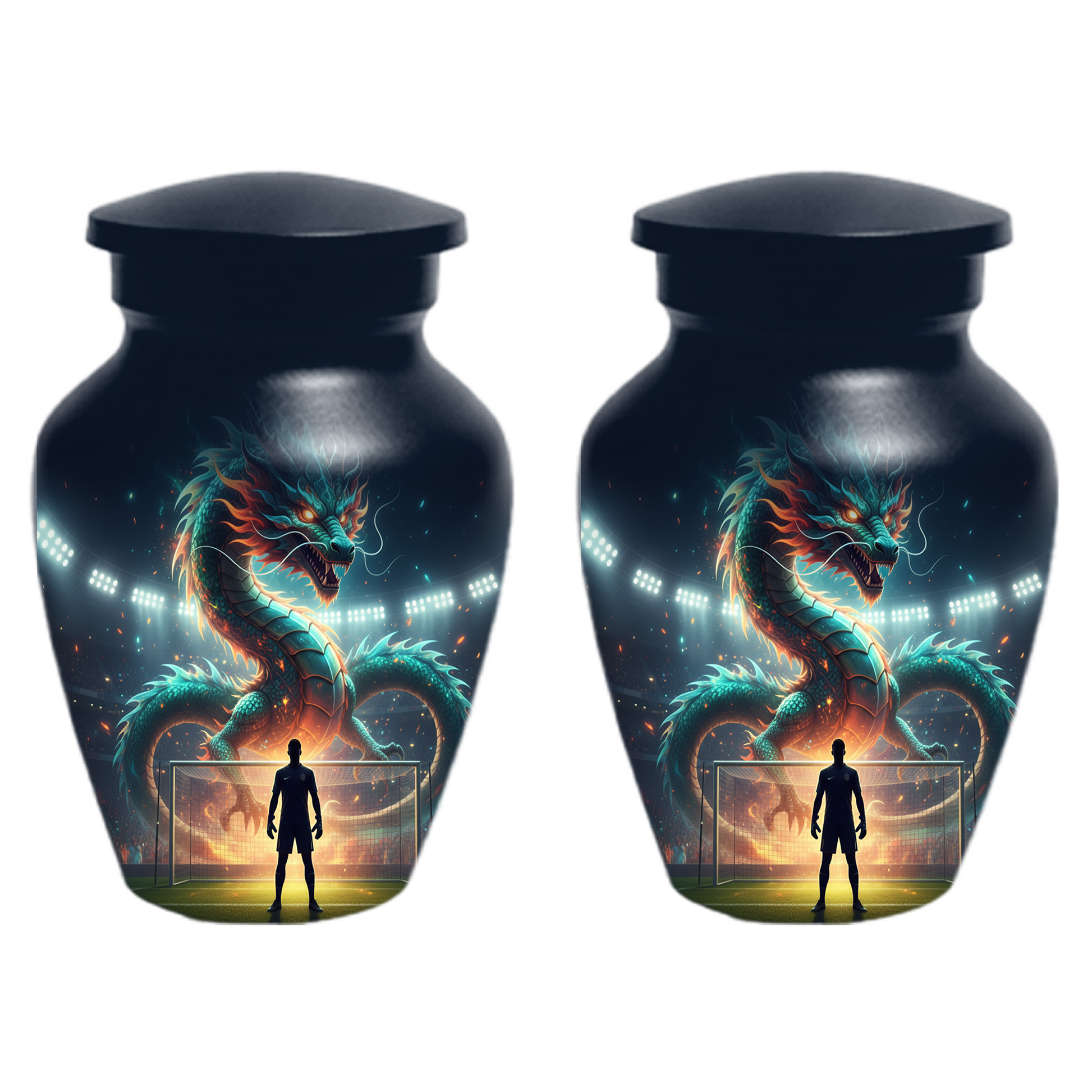 Dragon Soccer Urn for Human Ashes, Personalized Cremation Urn for Dad