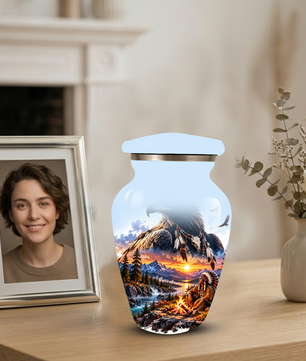 Personalized Adult Cremation Urn for Ashes, Native American Eagle Memorial Urn