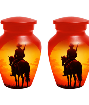 Cowboy Urn for Ashes | Western Horse Cremation Urn for Dad | Custom Funeral Cremation Urn for Men