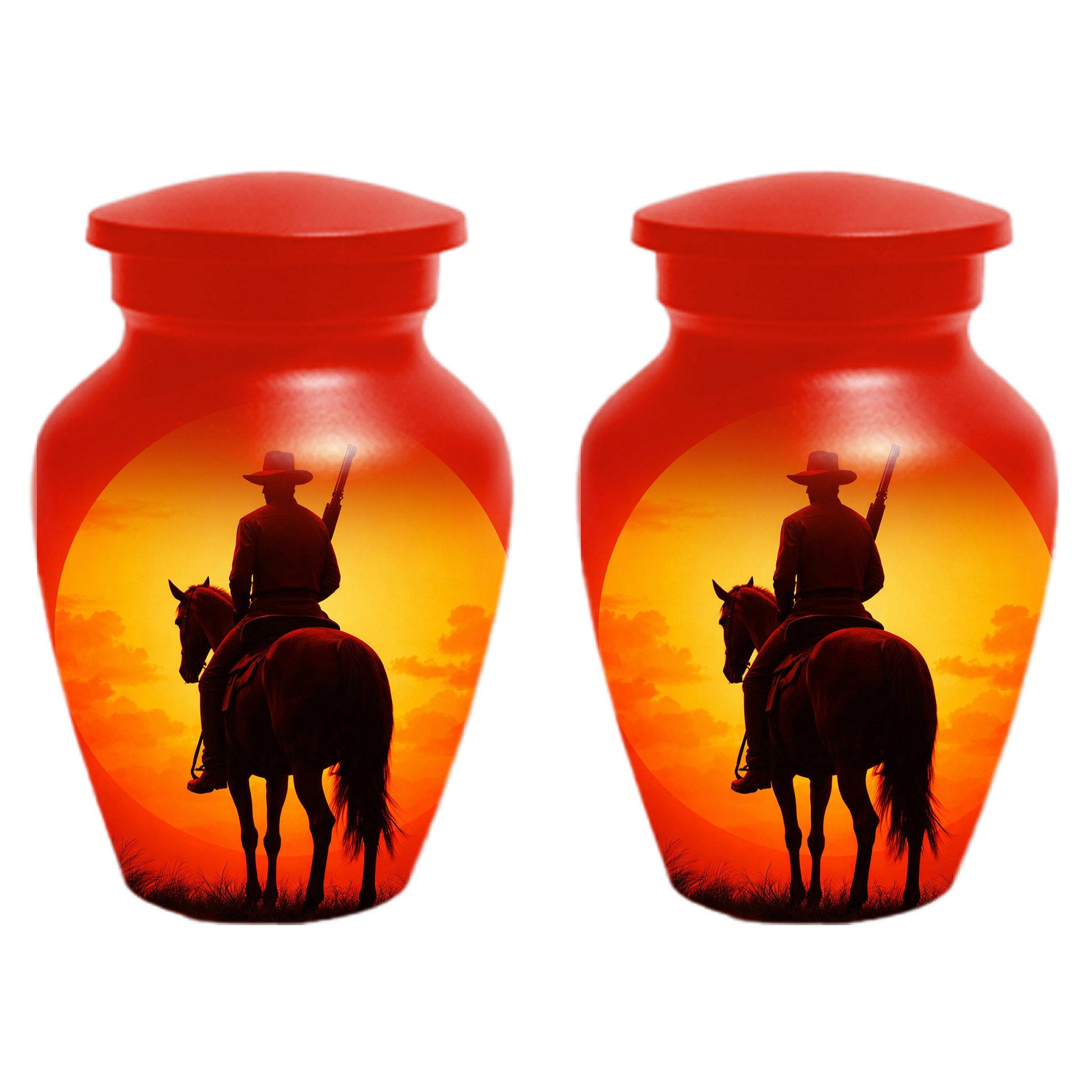 Cowboy Urn for Ashes | Western Horse Cremation Urn for Dad | Custom Funeral Cremation Urn for Men
