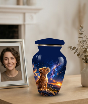 Personalized Cat Cremation Urn for Ashes, Galaxy Cat Adult Memorial Urn, Custom Pet Urn