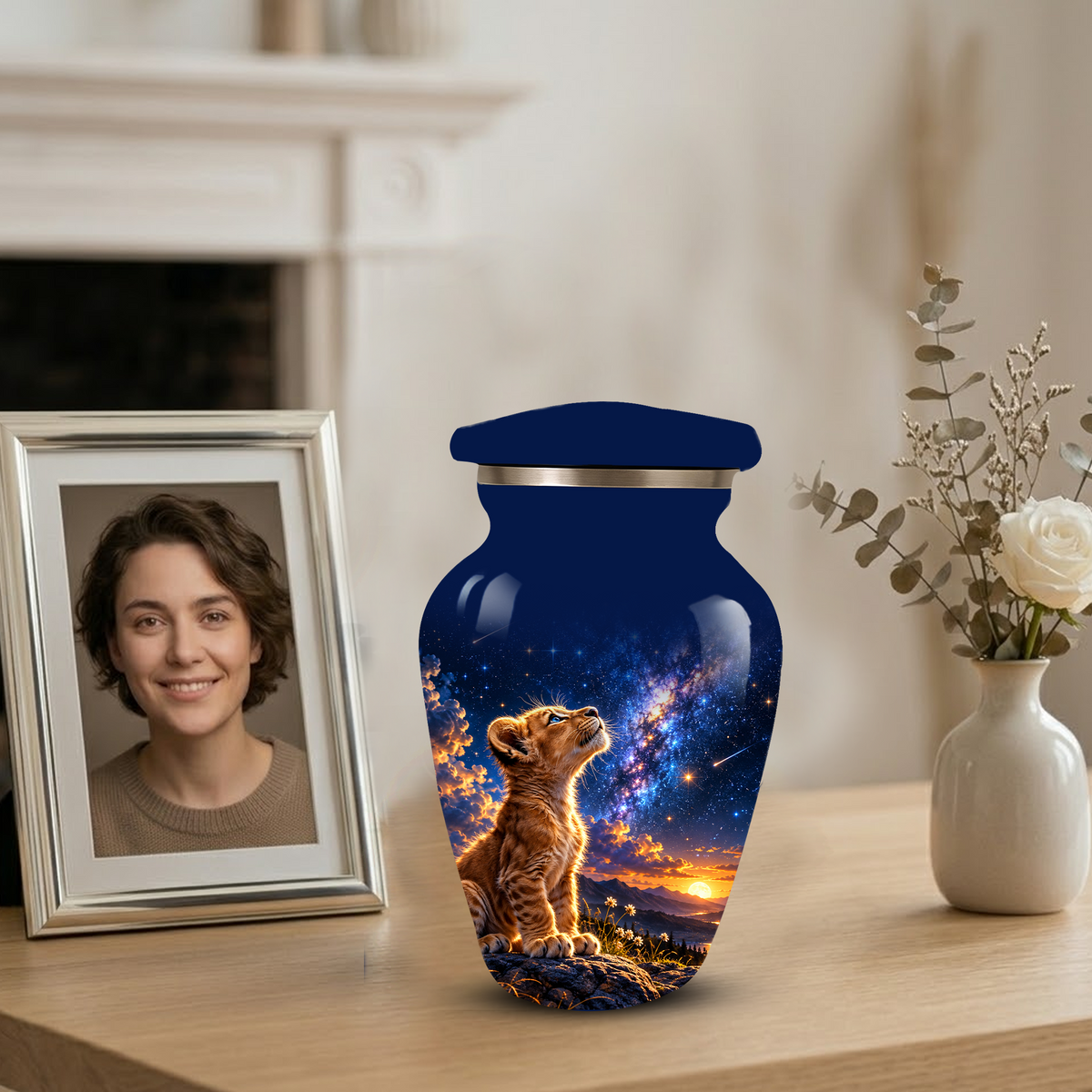 Personalized Cat Cremation Urn for Ashes, Galaxy Cat Adult Memorial Urn, Custom Pet Urn