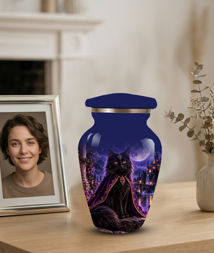 Personalized Cat Urn for Ashes | Custom Pet Urn for Cats | Handmade Metal Cat Memorial Urn