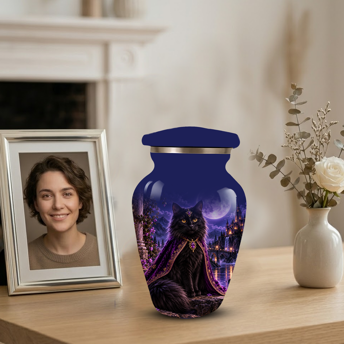 Personalized Cat Urn for Ashes | Custom Pet Urn for Cats | Handmade Metal Cat Memorial Urn