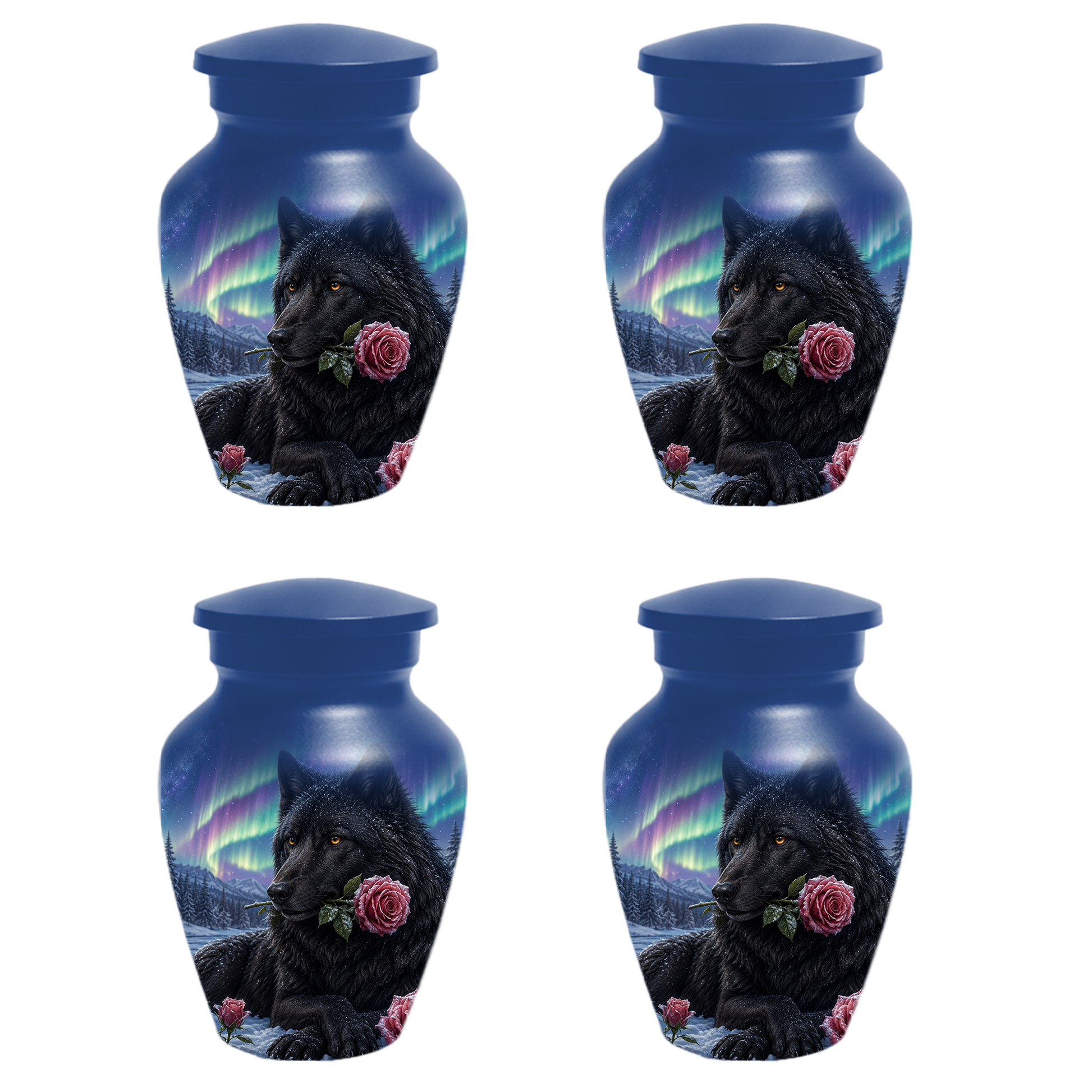 Black  Dog Urn for Ashes -  Personalized Aurora Borealis Pet Memorial