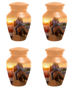 Large Cowgirl Urn for Ashes - Personalized Extra Large Barrel Racer Urns for Mom