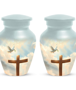 Christian Cross Cremation Urn for Mom – Dove Memorial Urn for Ashes