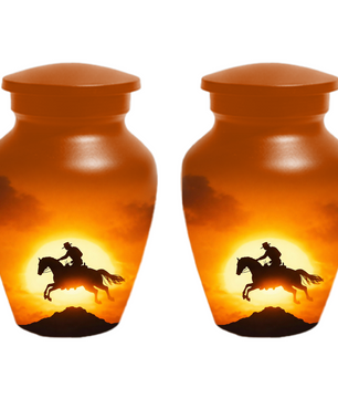 Western Cowboy Cremation Urn for Dad | Horse Memorial Urn for Human Ashes