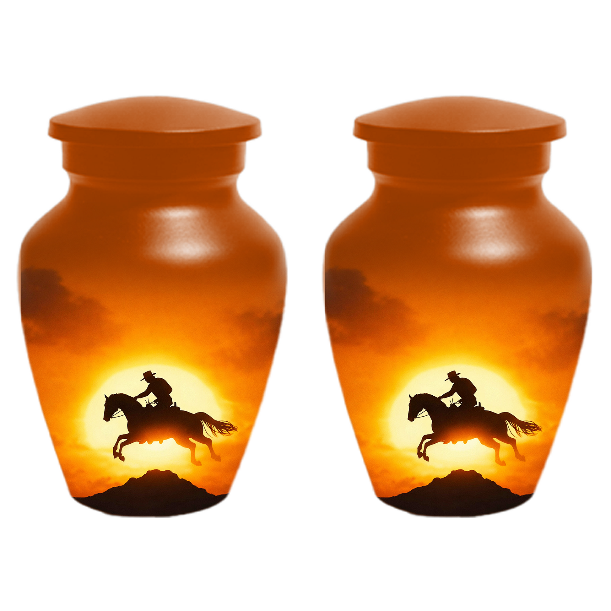 Western Cowboy Cremation Urn for Dad | Horse Memorial Urn for Human Ashes