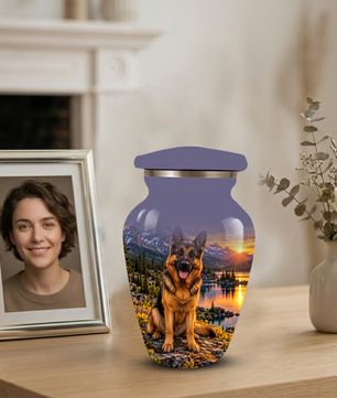 Personalized German Shepherd Cremation Urn for Ashes, Dog Memorial Urn, Custom Pet Urn