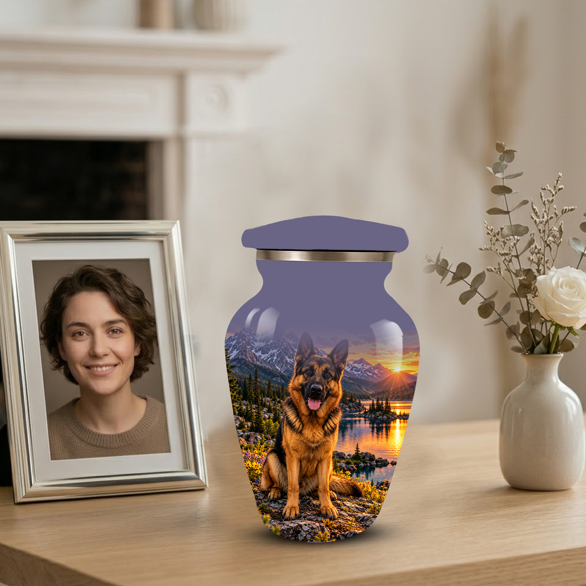 Personalized German Shepherd Cremation Urn for Ashes, Dog Memorial Urn, Custom Pet Urn