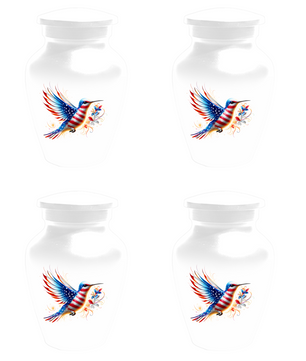 Patriotic Hummingbird Urn for Ashes, American Flag Cremation Urn