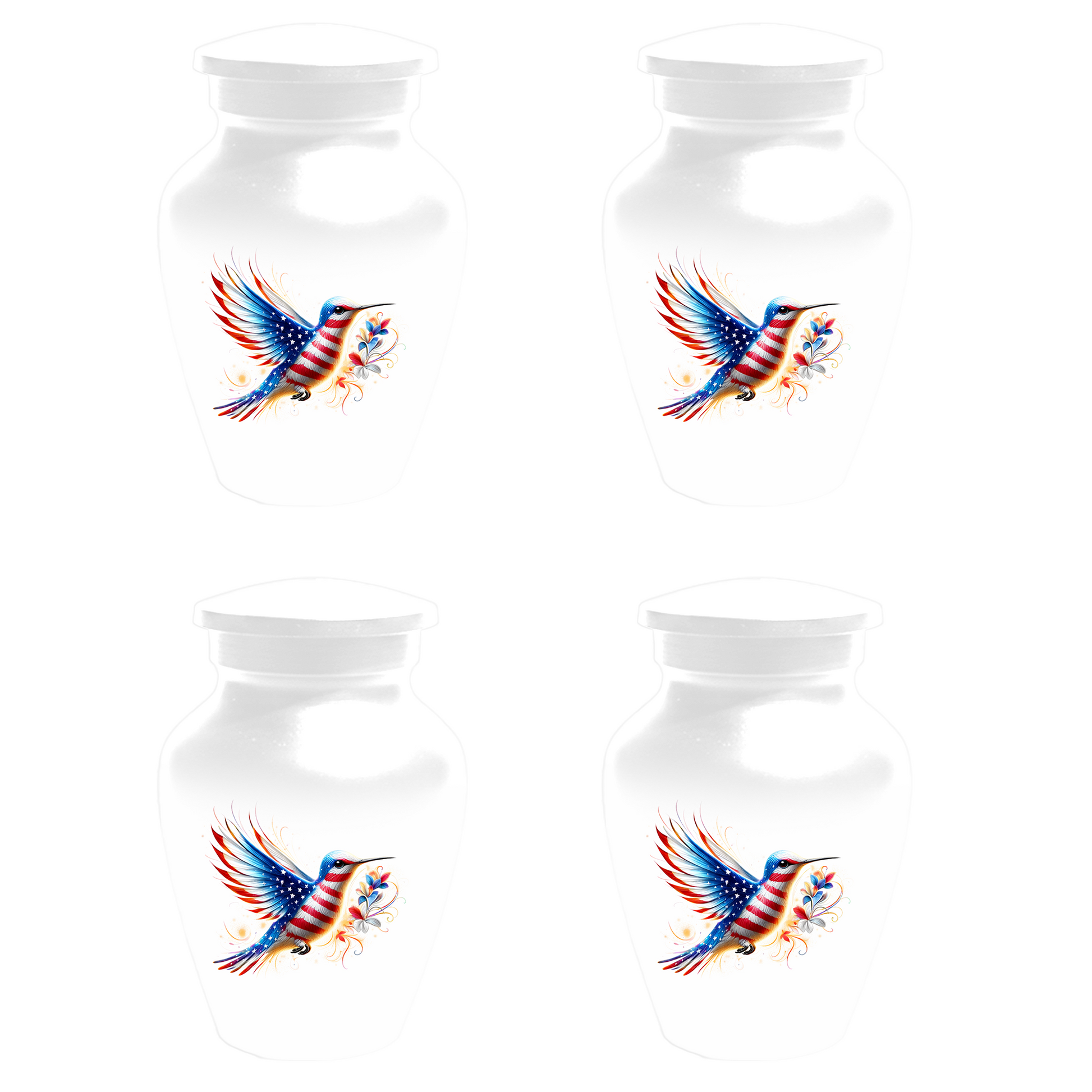 Patriotic Hummingbird Urn for Ashes, American Flag Cremation Urn