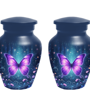 Purple Butterfly Urn for Ashes, Custom Butterfly Cremation Urn