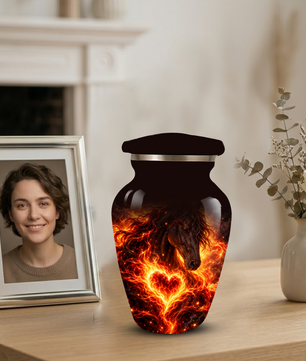 Personalized Horse Cremation Urn for Ashes, Fiery Horse Memorial Urn, Custom Equine Urn