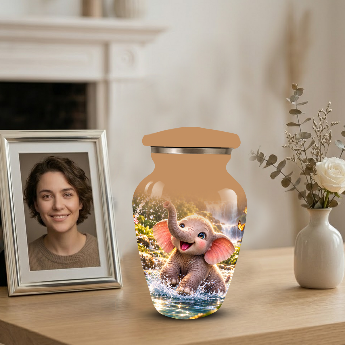 Cute Elephant Cremation Urn for Ashes | Personalized Elephant Memorial Urn | Baby Elephant Urn