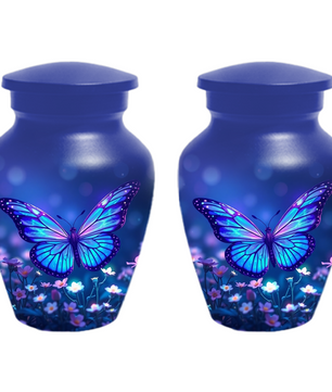 Blue Butterfly Urn for Ashes, Custom Butterfly Cremation Urn