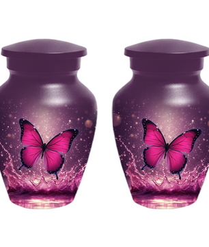 Personalized Pink Butterfly Cremation Urn for Ashes | Memorial Urn for Mom