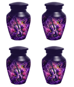 Purple Violin Hummingbird Cremation Urn for Human Ashes, Personalized Memorial Urn for Mom