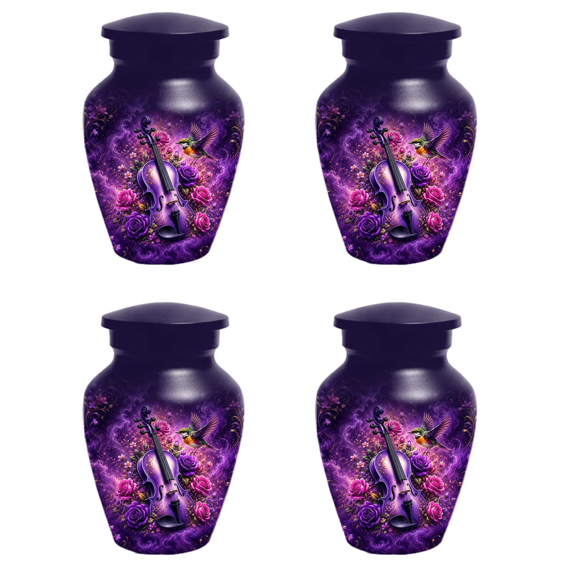 Purple Violin Hummingbird Cremation Urn for Human Ashes, Personalized Memorial Urn for Mom