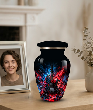 Personalized Electric Guitar Cremation Urn for Ashes, Black Adult  Memorial Urn, Music Lover Tribute Urn