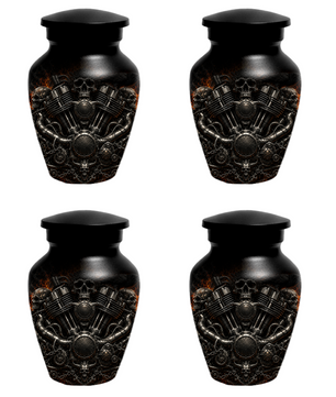 Skull Biker Urn for Ashes -  Personalized Motorcycle Memorial for Dad