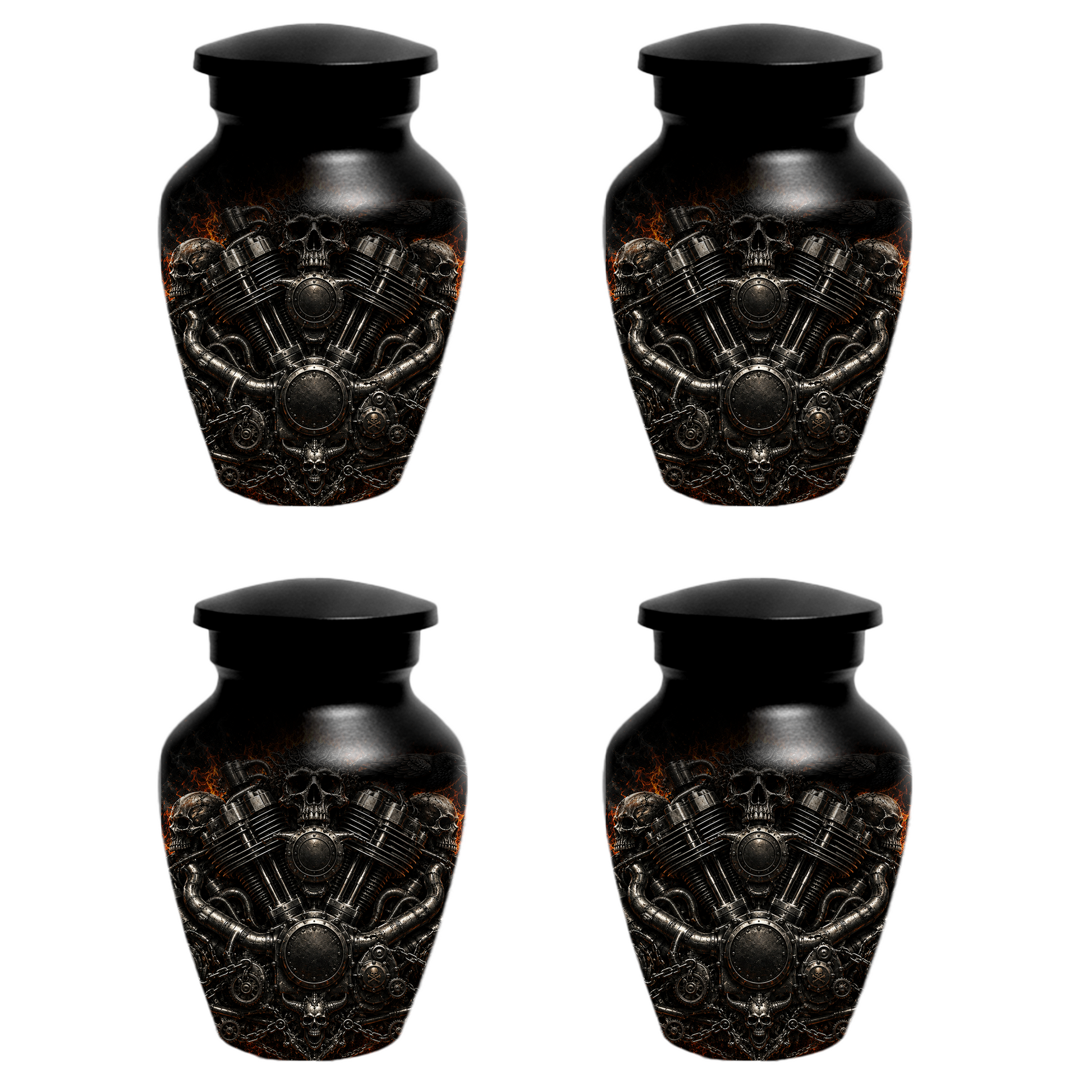 Skull Biker Urn for Ashes -  Personalized Motorcycle Memorial for Dad